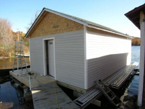 boathouse renovation, new siding