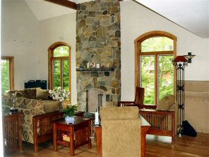 Stone fireplace